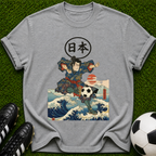 Samurai Soccer Ukiyo-e T-shirt | Japanese Wave Soccer Ball Artwork