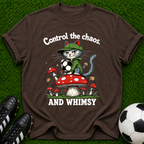 Control the Chaos and Whimsy Cat on Mushroom T-shirt | Cute Whimsical Graphic
