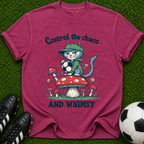 Control the Chaos and Whimsy Cat on Mushroom T-shirt | Cute Whimsical Graphic