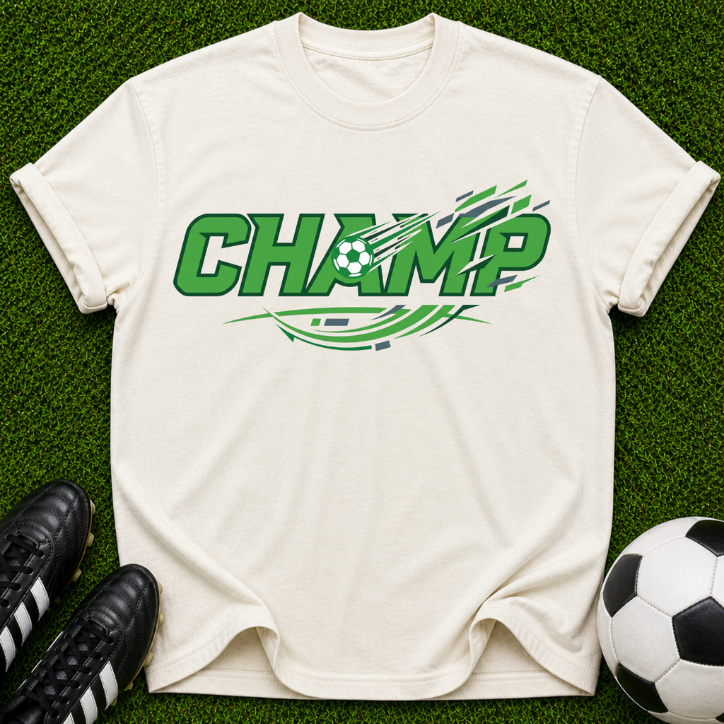 CHAMP graphic tee | Champion-inspired sports design, green lettering