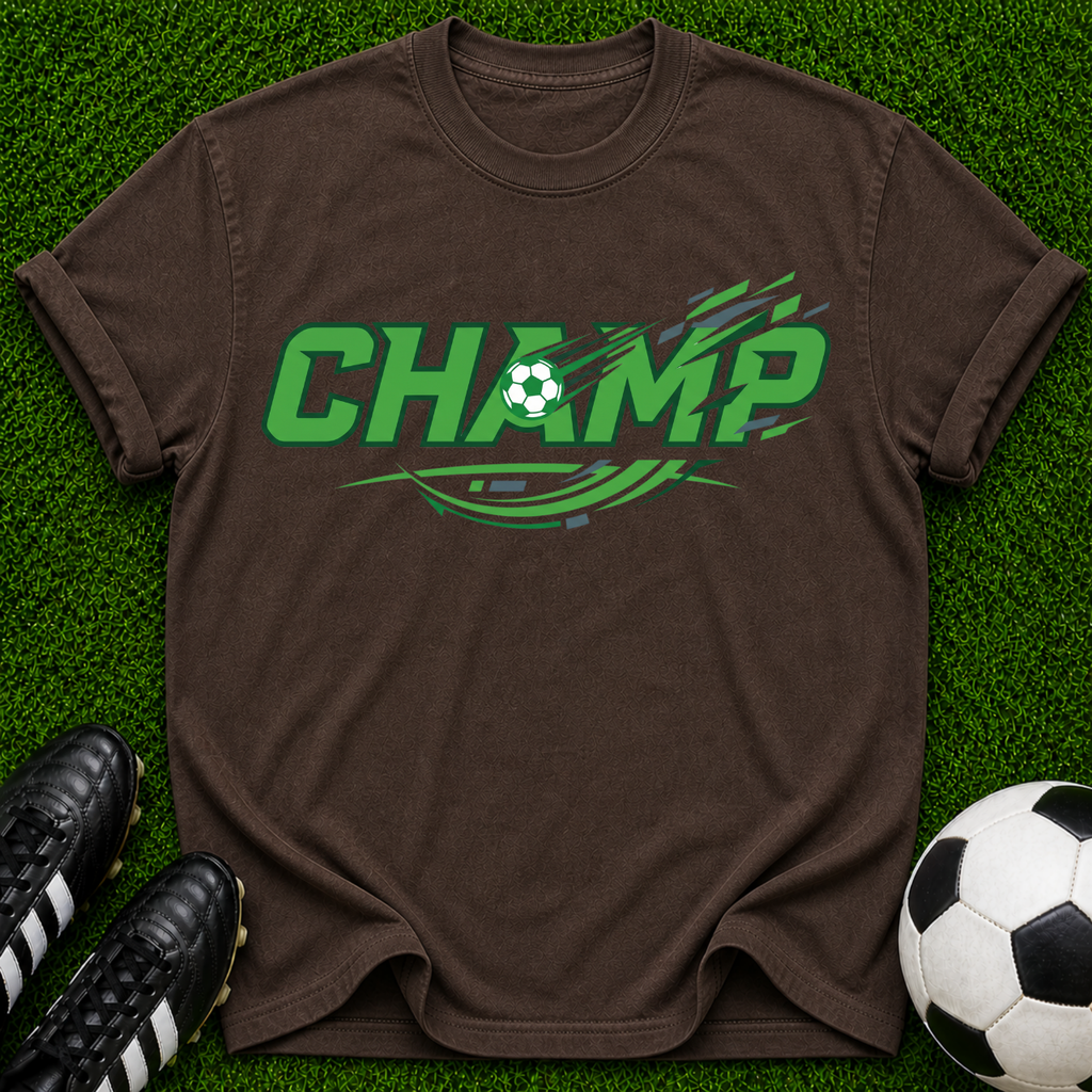 CHAMP graphic tee | Champion-inspired sports design, green lettering