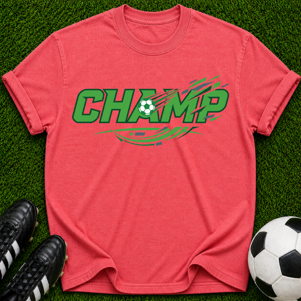 CHAMP graphic tee | Champion-inspired sports design, green lettering