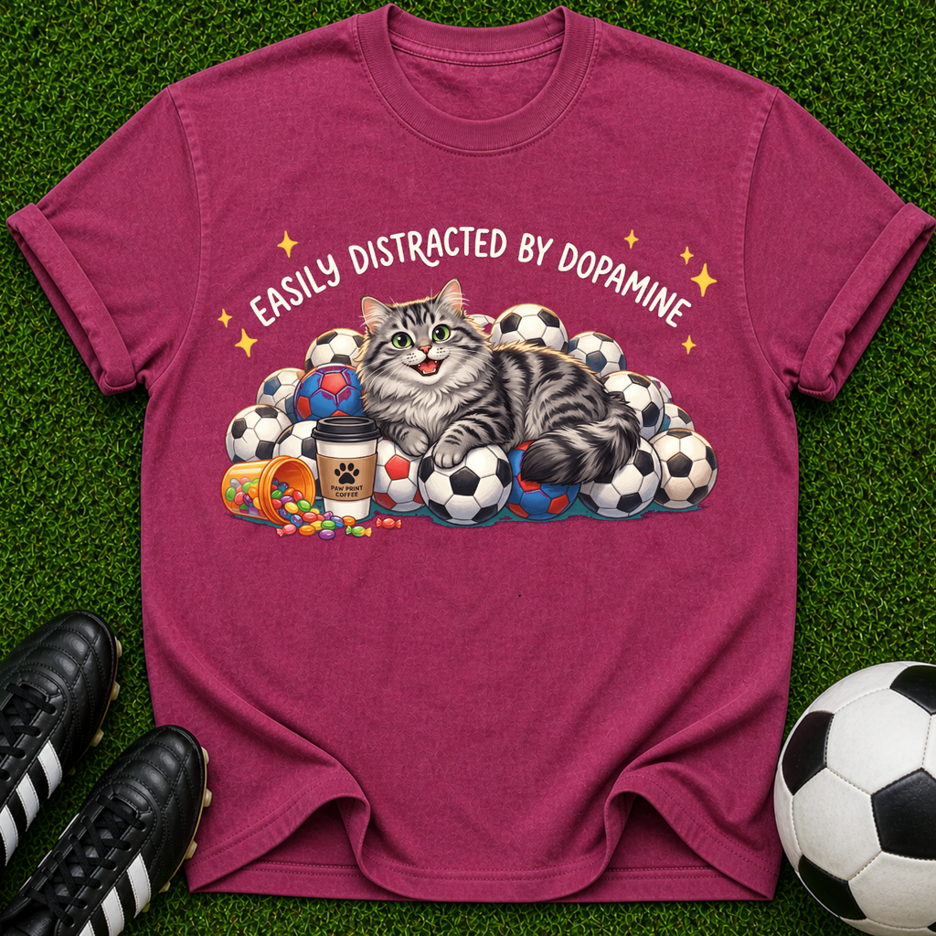 Tabby Cat Pile of Soccer Balls T-Shirt | Cute Sports Cat Tee