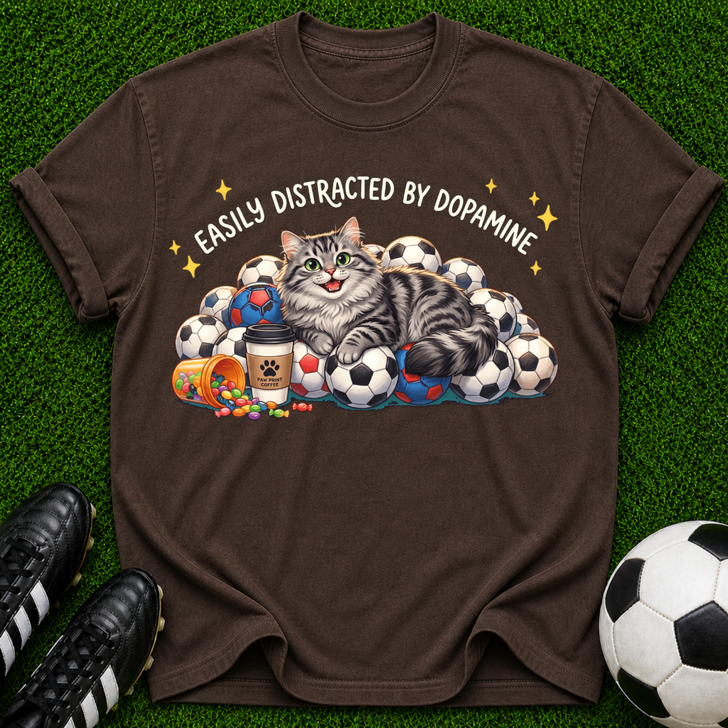 Tabby Cat Pile of Soccer Balls T-Shirt | Cute Sports Cat Tee