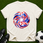 One Game, Many Nations Swirl T-Shirt |  Red White Blue Spiral Tee