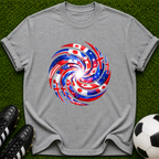One Game, Many Nations Swirl T-Shirt |  Red White Blue Spiral Tee