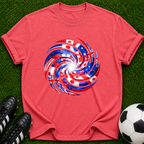 One Game, Many Nations Swirl T-Shirt |  Red White Blue Spiral Tee