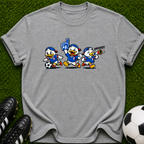 Cartoon Soccer Ducks T-Shirt | Retro Mascot Trio, Sports Graphic