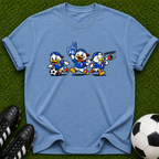 Cartoon Soccer Ducks T-Shirt | Retro Mascot Trio, Sports Graphic