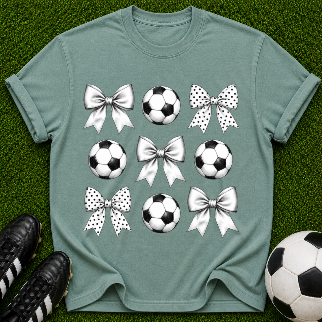 Soccer Balls and Bows T-Shirt | Soccer Pattern Tee