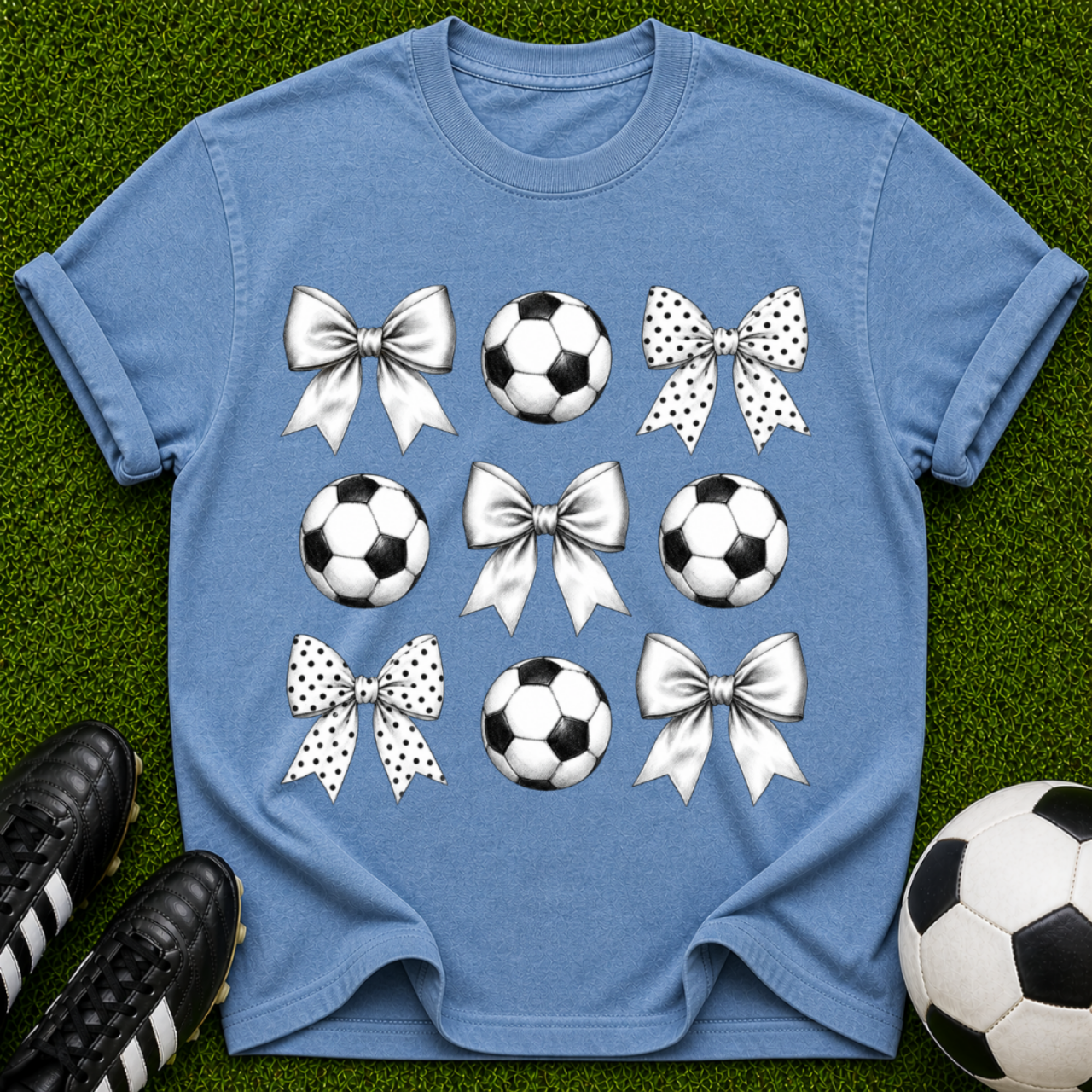 Soccer Balls and Bows T-Shirt | Soccer Pattern Tee