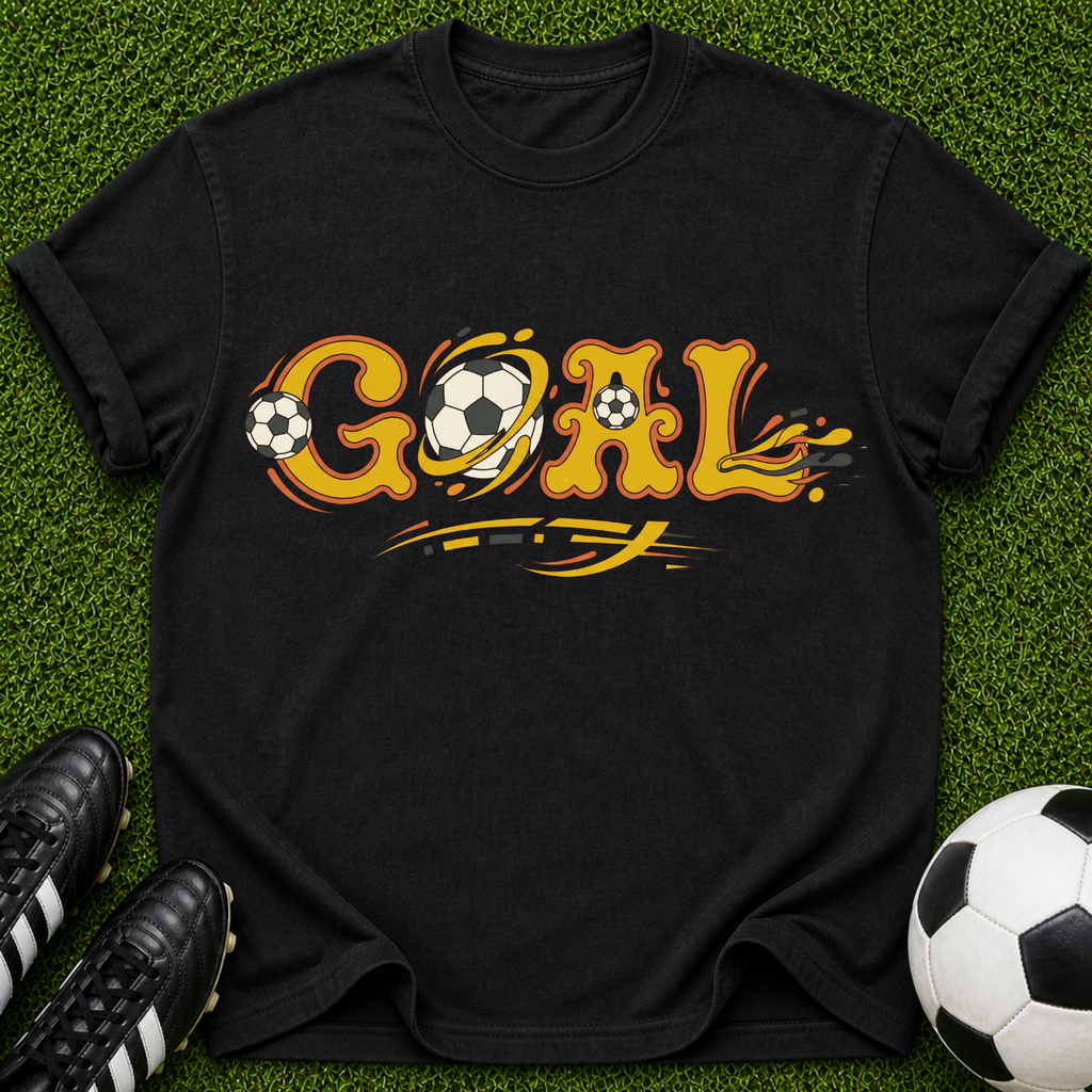 Goal Soccer Typography T-Shirt | Vintage Soccer Ball Graphic