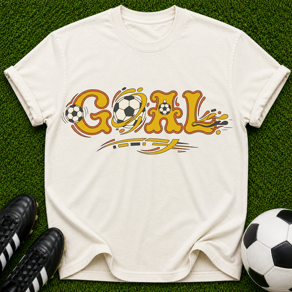 Goal Soccer Typography T-Shirt | Vintage Soccer Ball Graphic