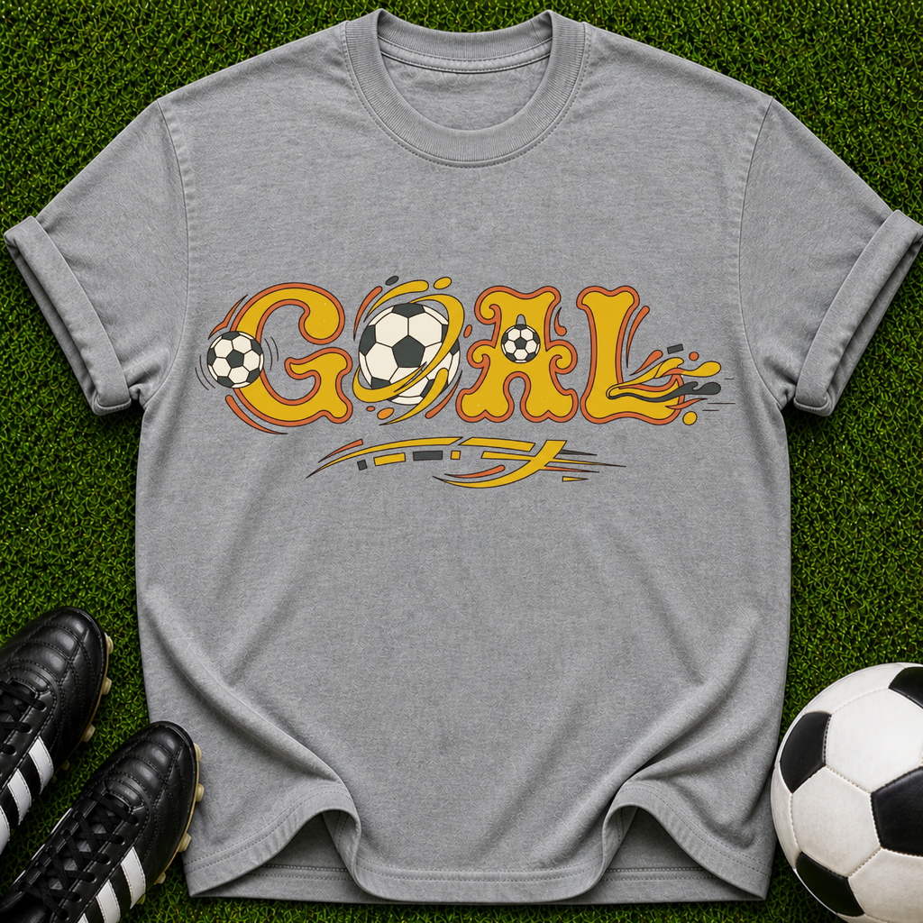 Goal Soccer Typography T-Shirt | Vintage Soccer Ball Graphic