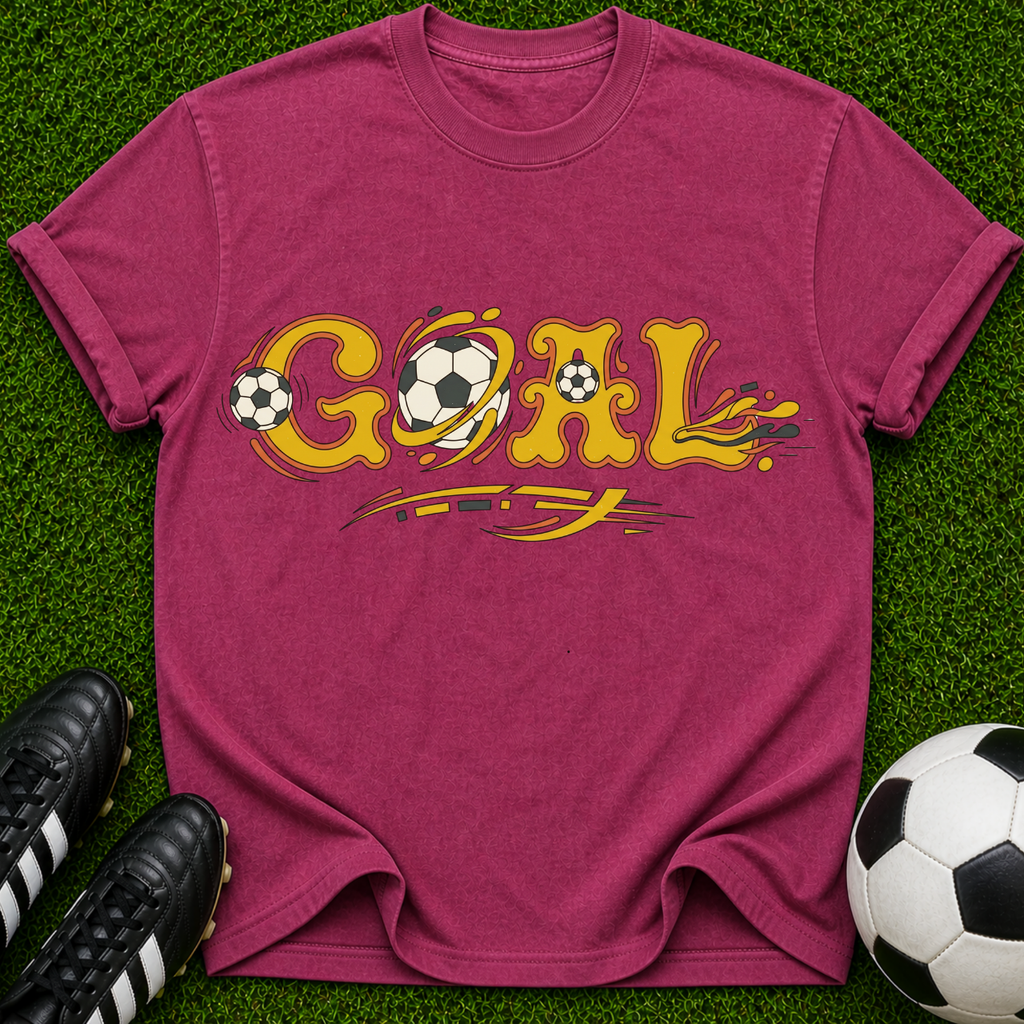 Goal Soccer Typography T-Shirt | Vintage Soccer Ball Graphic