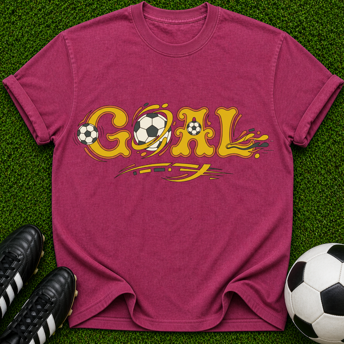 Goal Soccer Typography T-Shirt | Vintage Soccer Ball Graphic