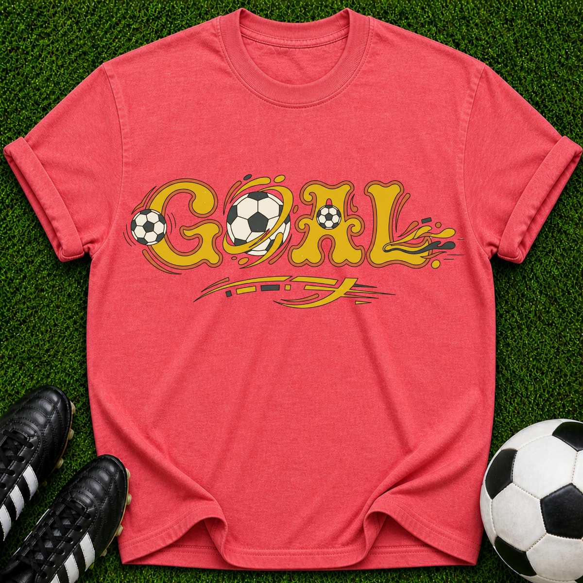 Goal Soccer Typography T-Shirt | Vintage Soccer Ball Graphic