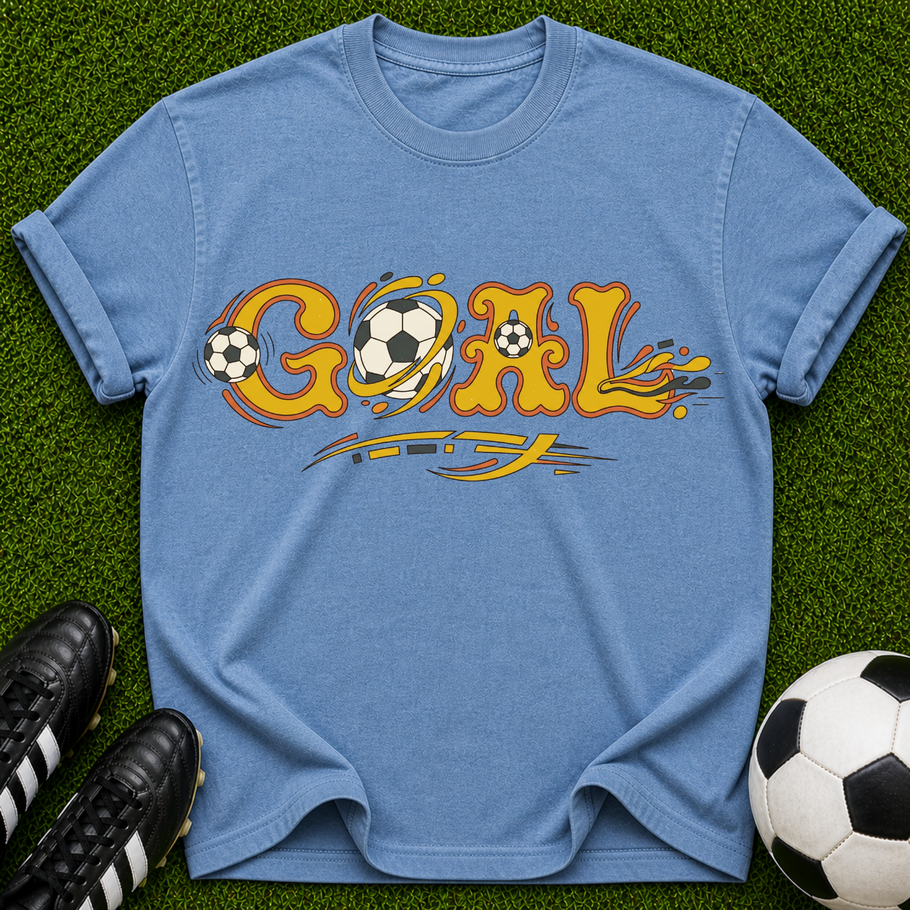Goal Soccer Typography T-Shirt | Vintage Soccer Ball Graphic