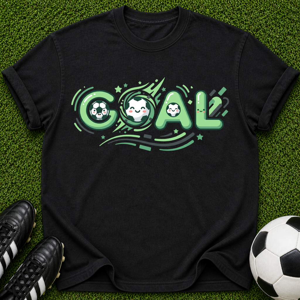 Goal Soccer Tee | Soccer Graphic T-Shirt, Green Retro Sport Design