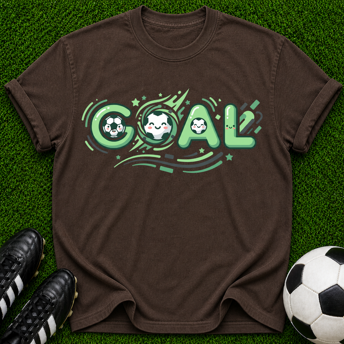 Goal Soccer Tee | Soccer Graphic T-Shirt, Green Retro Sport Design