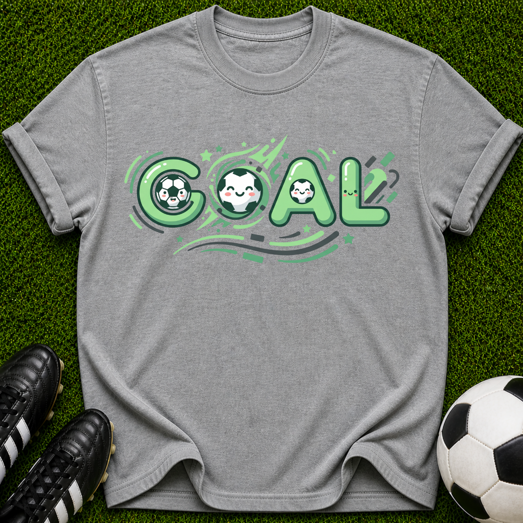 Goal Soccer Tee | Soccer Graphic T-Shirt, Green Retro Sport Design