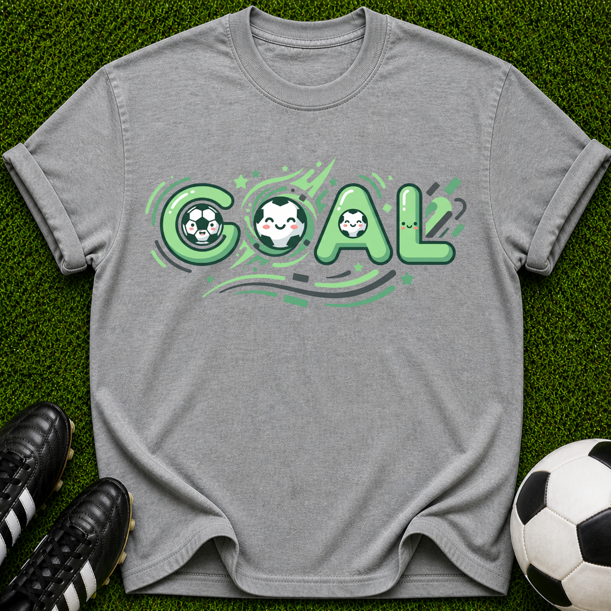 Goal Soccer Tee | Soccer Graphic T-Shirt, Green Retro Sport Design