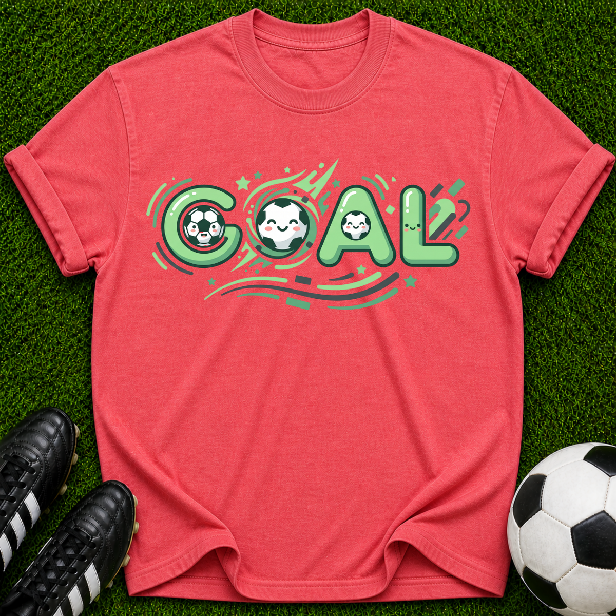 Goal Soccer Tee | Soccer Graphic T-Shirt, Green Retro Sport Design