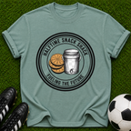 Halftime Snack Shack coffee and orange emblem T-shirt