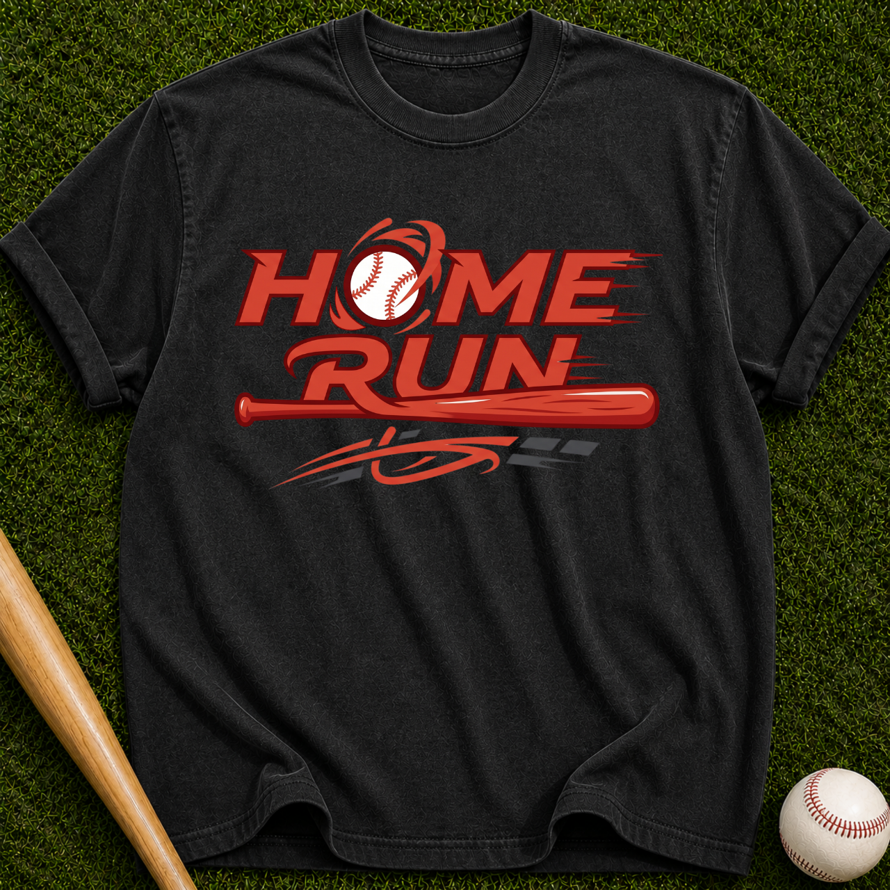 Home Run Baseball Tee | Retro Bat Graphic T-Shirt