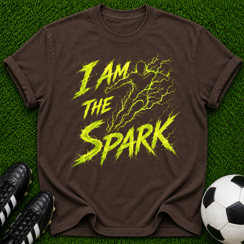 I Am The Spark T-shirt | Lightning Graphic Tee, Neon Yellow Electric Design