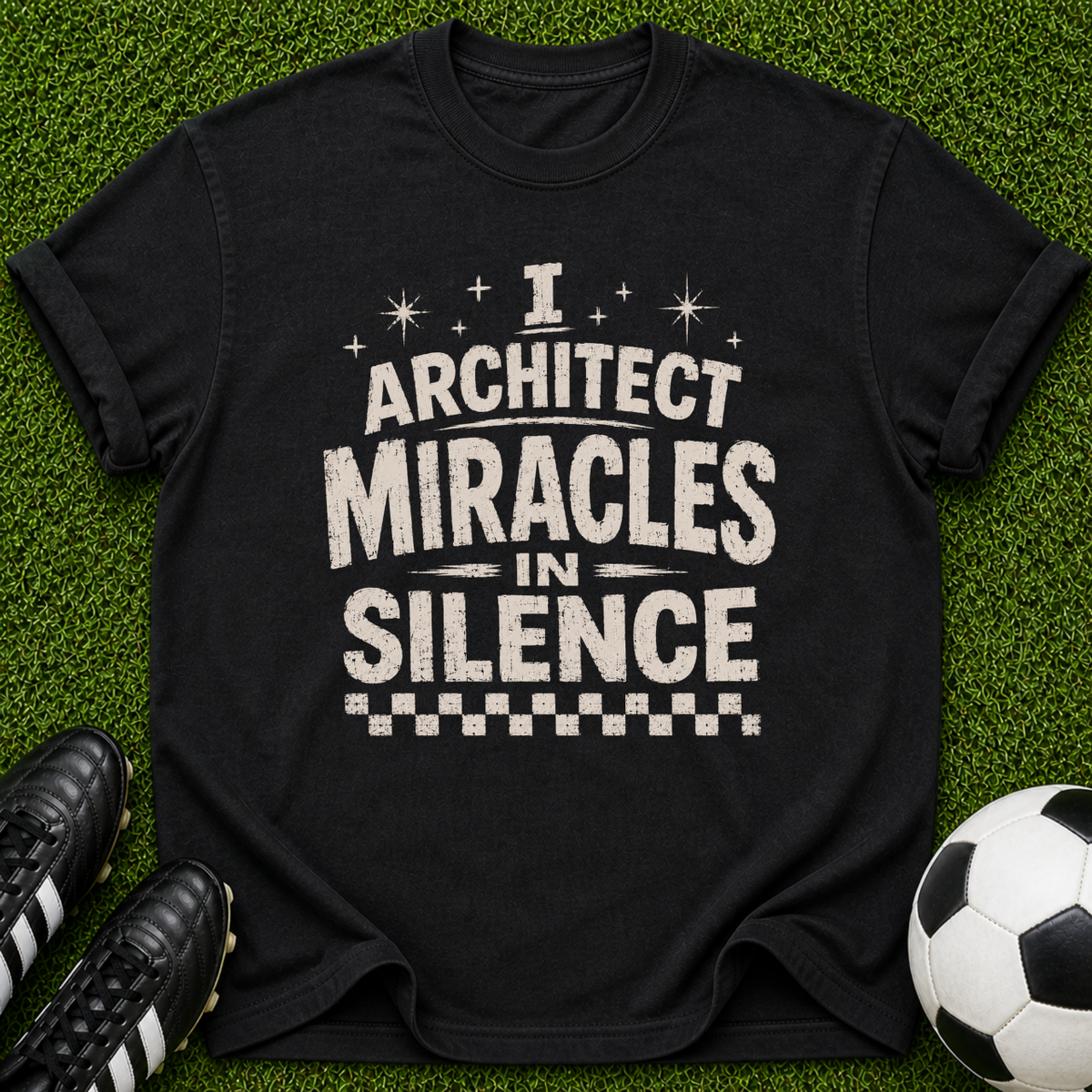 I Architect Miracles in Silence T-shirt | Typography Spiritual Faith Tee