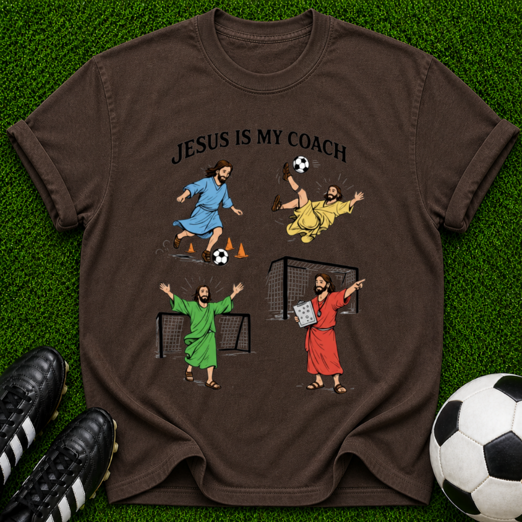 Jesus Is My Coach T-shirt | Soccer Jesus Illustration