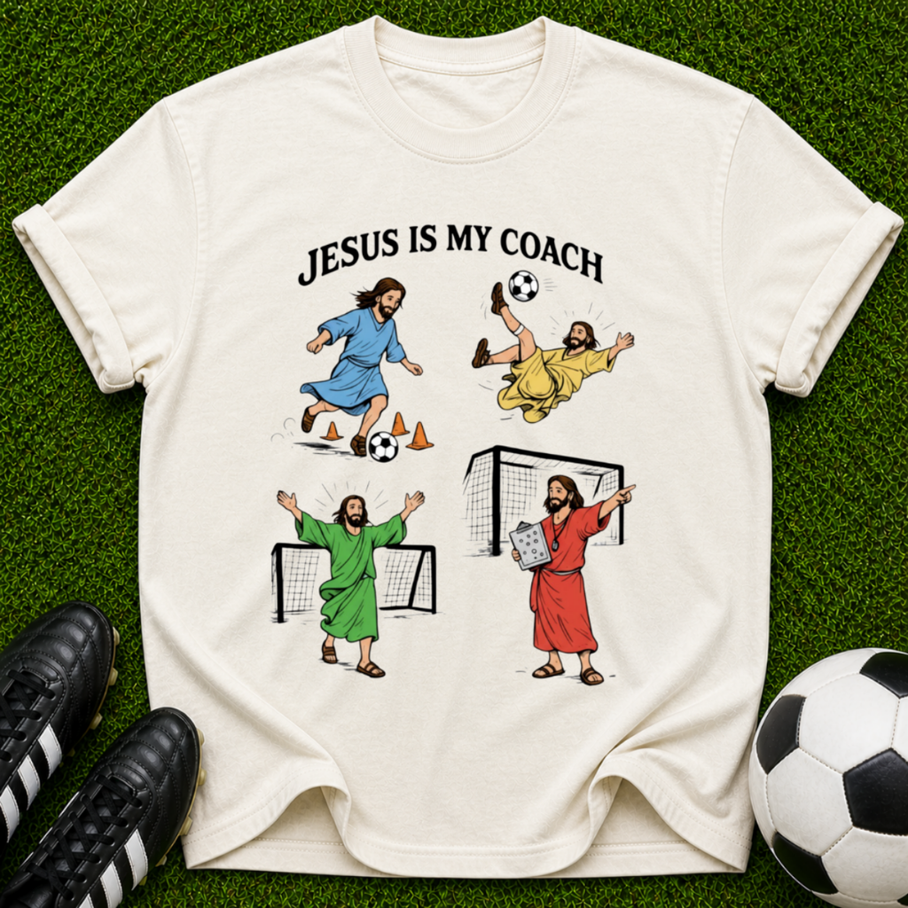 Jesus Is My Coach T-shirt | Soccer Jesus Illustration