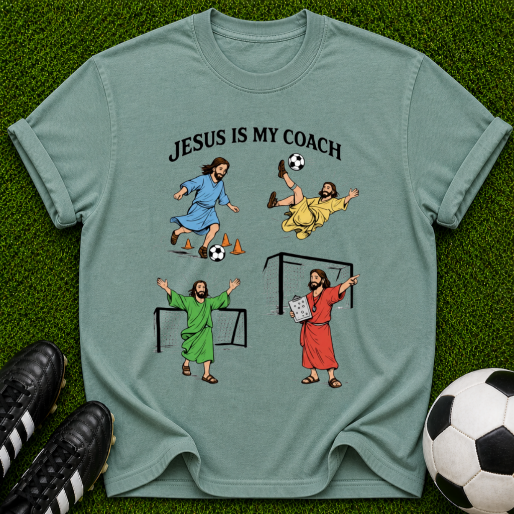 Jesus Is My Coach T-shirt | Soccer Jesus Illustration