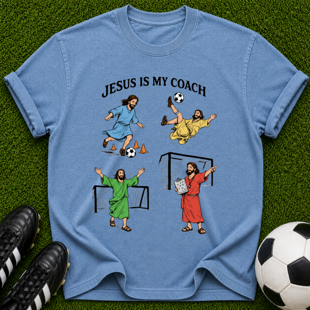 Jesus Is My Coach T-shirt | Soccer Jesus Illustration
