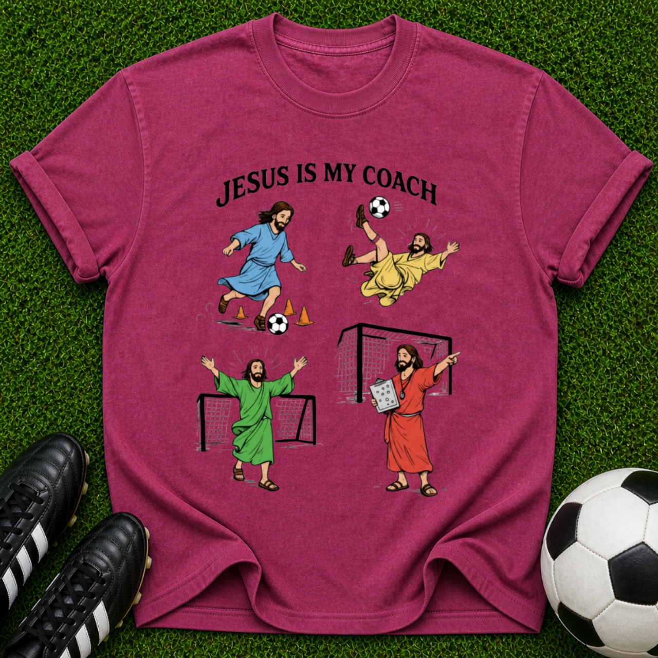 Jesus Is My Coach T-shirt | Soccer Jesus Illustration