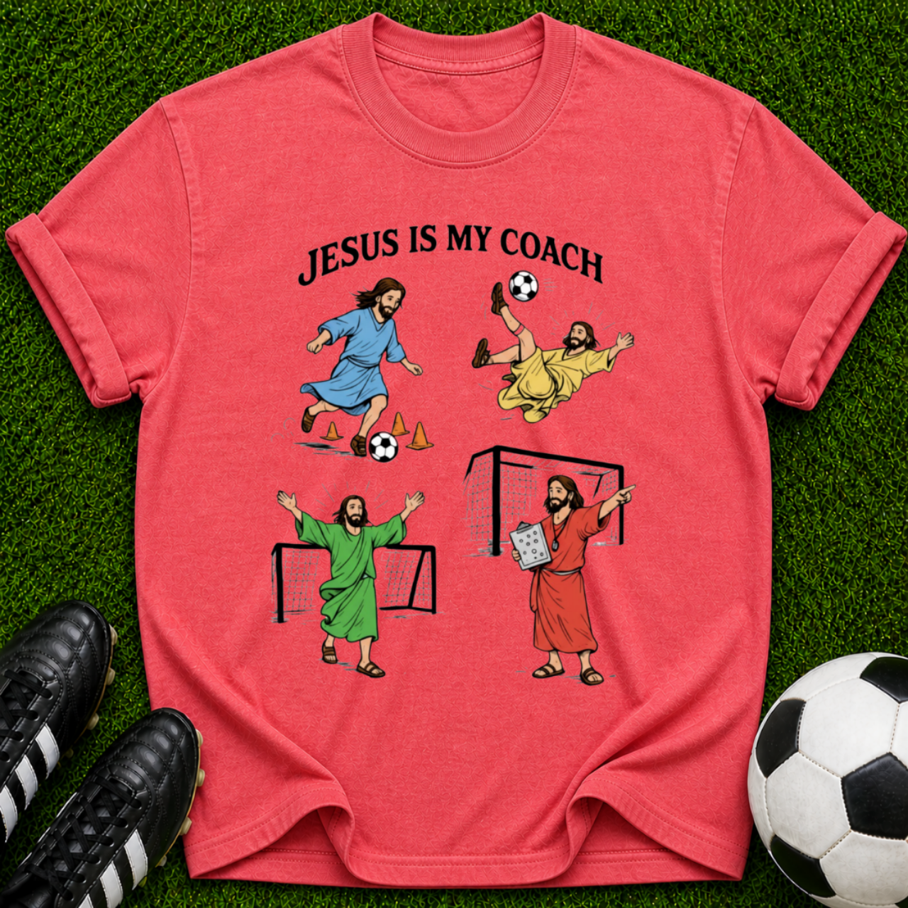 Jesus Is My Coach T-shirt | Soccer Jesus Illustration
