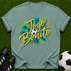Jogo Bonito T-shirt | Tropical Soccer Script, Palm Leaves & Ball