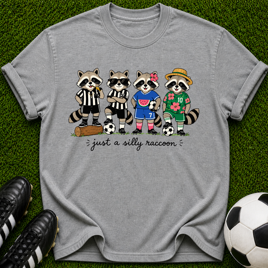 Raccoon Soccer Players T-Shirt | Vintage Team Mascot Tee