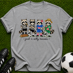 Raccoon Soccer Players T-Shirt | Vintage Team Mascot Tee