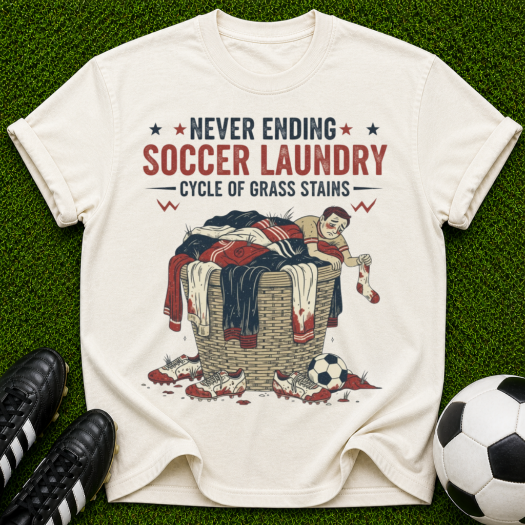Never Ending Soccer Laundry T-shirt | Cycle of Grass Stains Soccer Mom Dad Tee