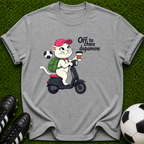 Cat on Scooter 'Off to Chase Dopamine' T-shirt