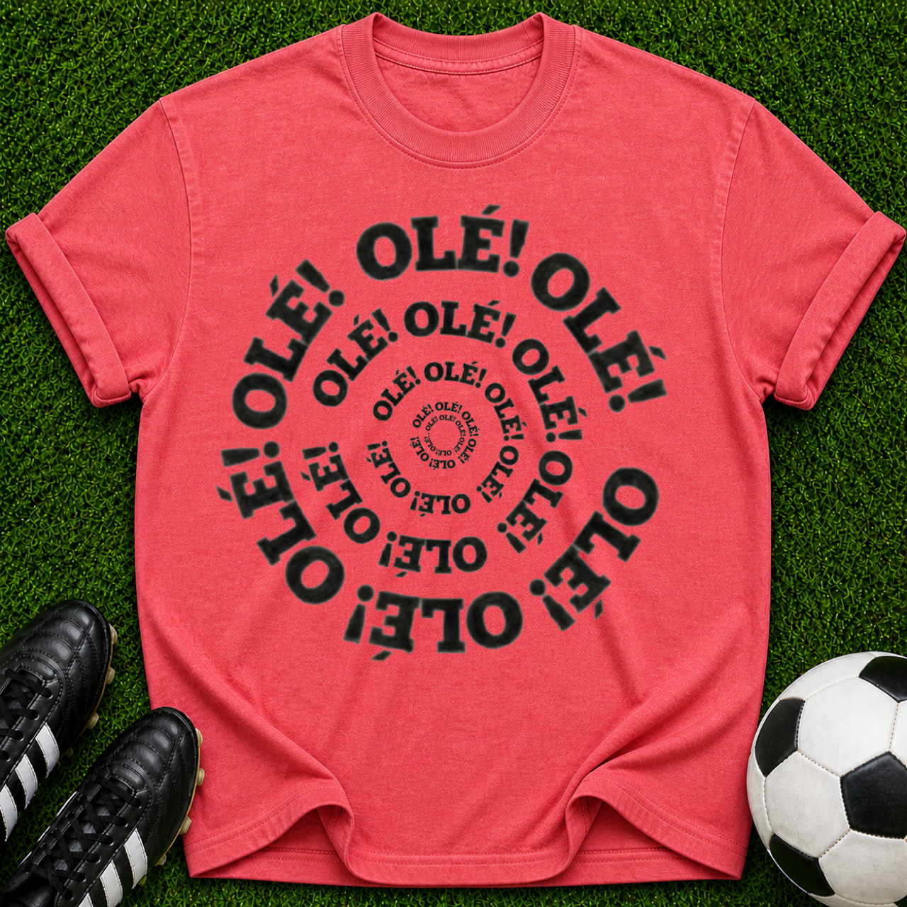 Spiral Olé Text T-shirt | Retro Circular Typography Tee