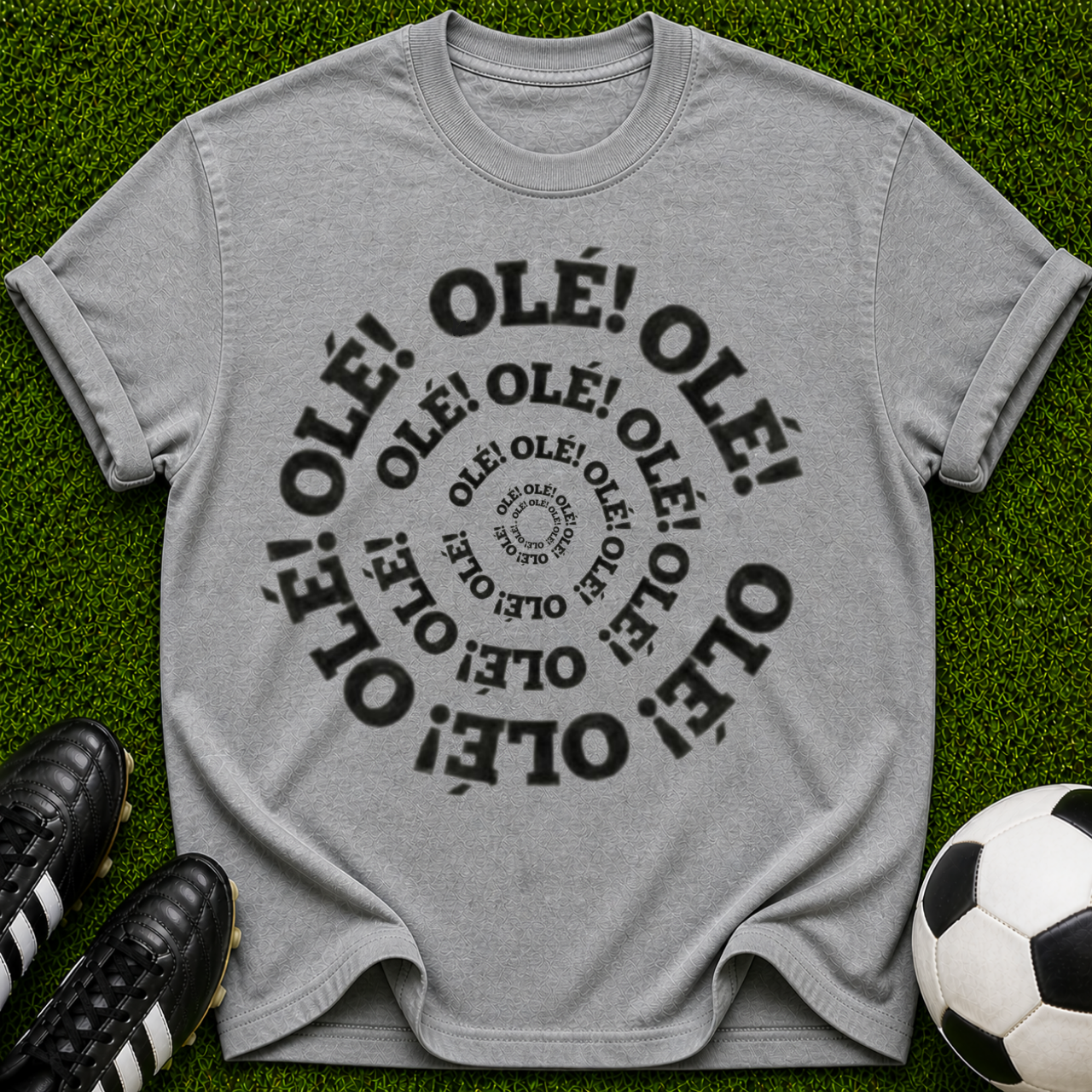 Spiral Olé Text T-shirt | Retro Circular Typography Tee