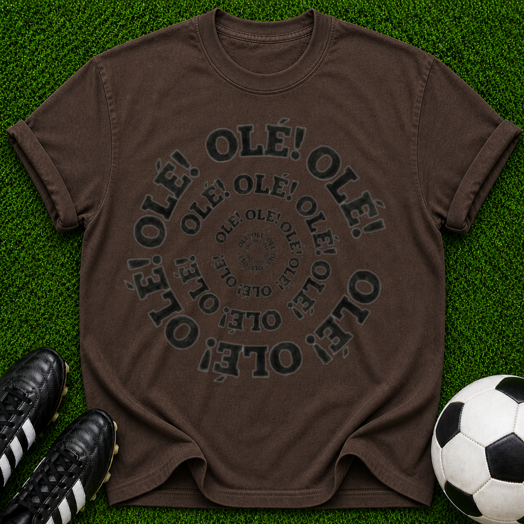 Spiral Olé Text T-shirt | Retro Circular Typography Tee