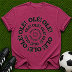 Spiral Olé Text T-shirt | Retro Circular Typography Tee