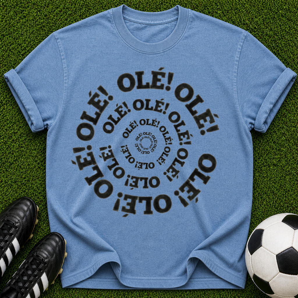 Spiral Olé Text T-shirt | Retro Circular Typography Tee