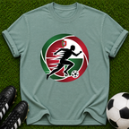 Soccer Player Silhouette T-shirt | Red Green Circle Football Logo