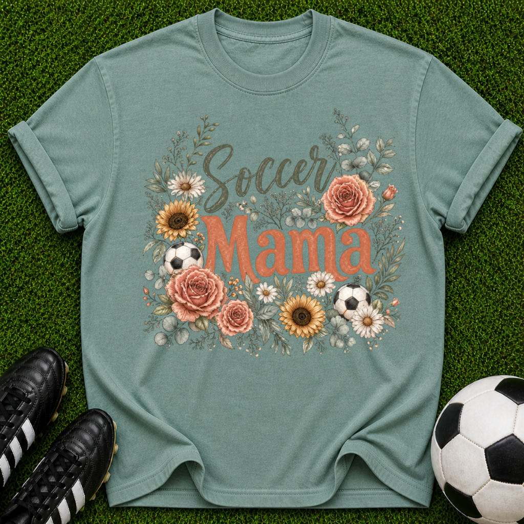 Soccer Mama T-shirt | Floral Sunflower Rose Design