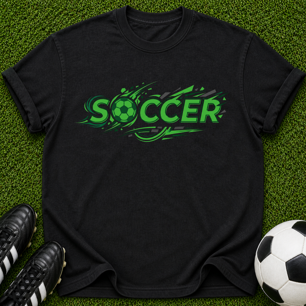 Green Soccer Retro Logo T-Shirt | Soccer Ball Graphic Tee